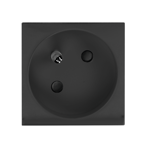 NOEN FR 45° angular socket module for furniture connection panel, 45x45mm - 1x2P+E, type E, 16A 250V, black NOEN FR 45° angular socket module for furniture connection panel, 45x45mm - 1x2P+E, type E, 16A 250V, black
