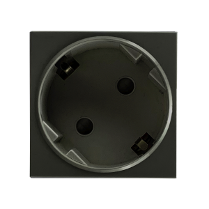 NOEN GS, angular socket module 45x45mm 45° 1x2P+E, F schuko type, 16A 250V, black