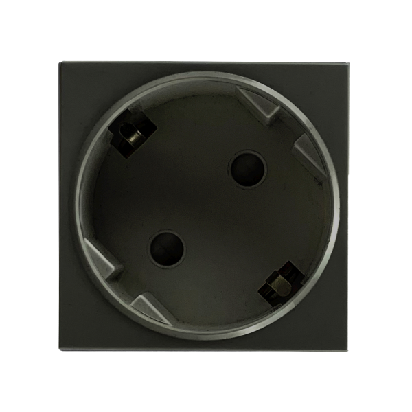 NOEN GS, angular socket module 45x45mm 45° 1x2P+E, F schuko type, 16A 250V, black