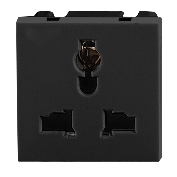 NOEN UK, gniazdo modułowe 45x45mm 3-pinowe multifunkcjonalne, 10A, 250V, czarne