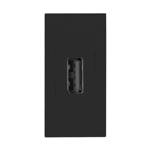 NOEN USB data, gniazdo modułowe 22,5x45mm USB data 2.0, przelotka, czarne