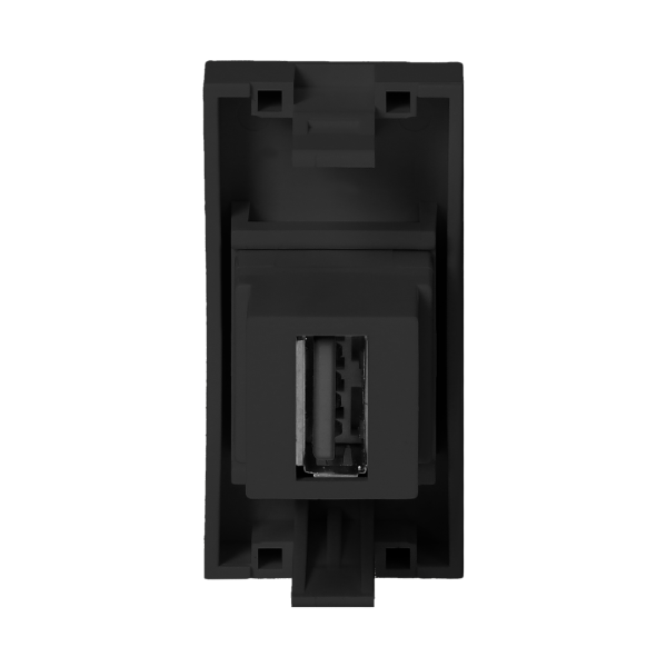 NOEN USB data, gniazdo modułowe 22,5x45mm USB data 2.0, przelotka, czarne