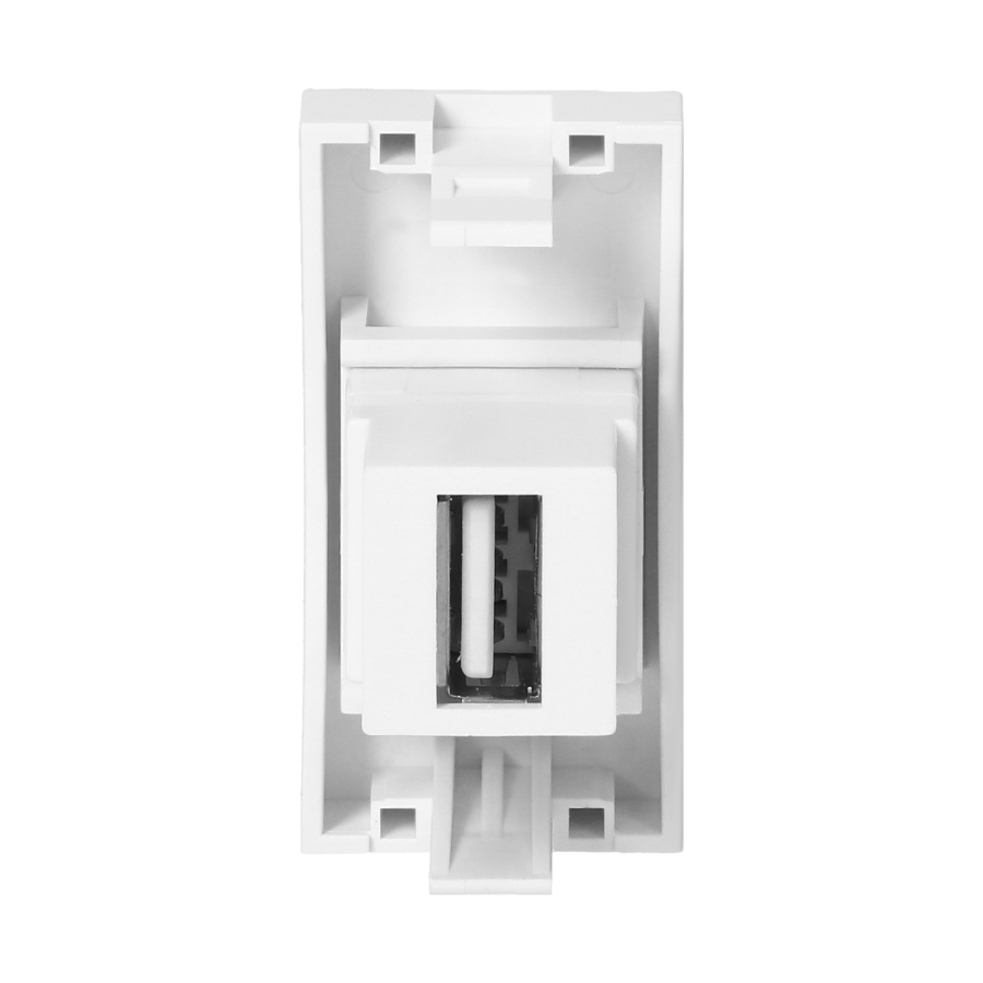 NOEN USB data, gniazdo modułowe 22,5x45mm USB data 2.0, przelotka, białe