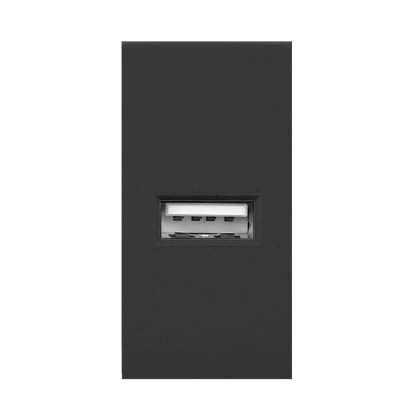 NOEN USB, port modułowy 22,5x45mm z ładowarką USB, 2,1A 5V DC, czarne NOEN USB, port modułowy 22,5x45mm z ładowarką USB, 2,1A 5V DC, czarne