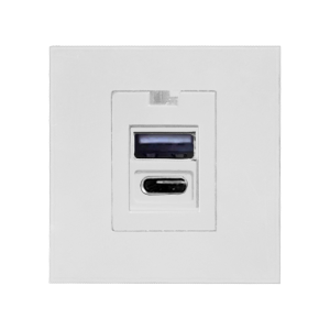 NOEN USB x2 - typ A+C, podwójny port modułowy 45x45mm z ładowarką USB, 2,1A 5VDC, biały