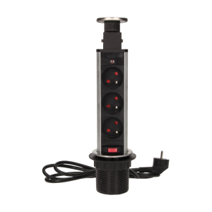 Pop up desk socket ?6cm with 1.8m cable, INOX