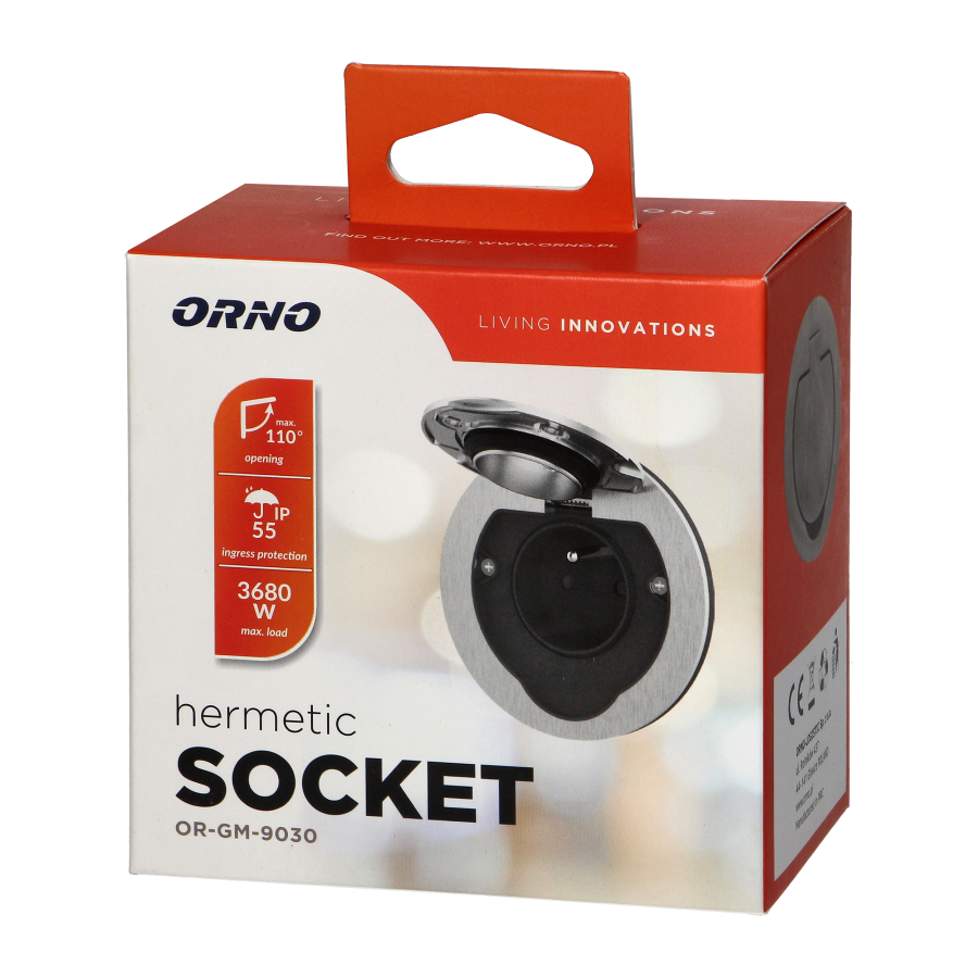 Hermetic round electrical socket, IP55