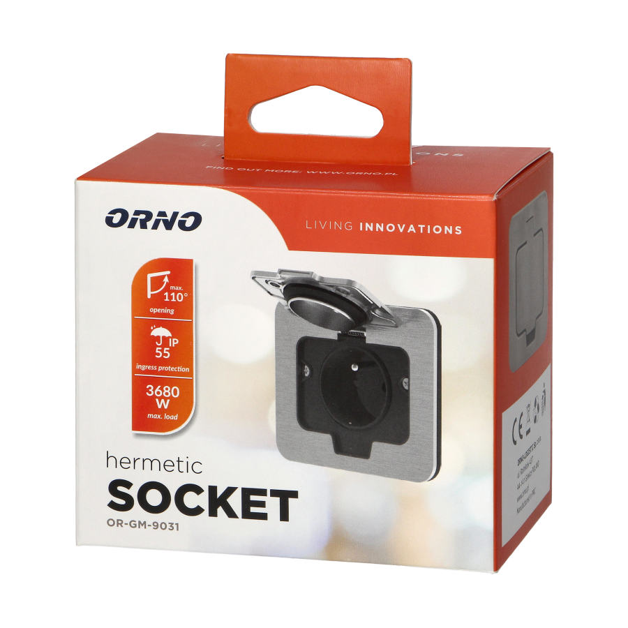 Hermetyczne gniazdo elektryczne kwadratowe, IP55