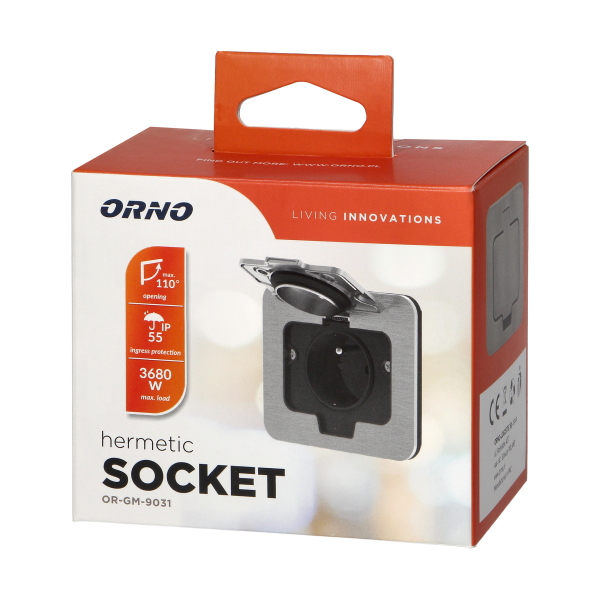 Hermetyczne gniazdo elektryczne kwadratowe, IP55