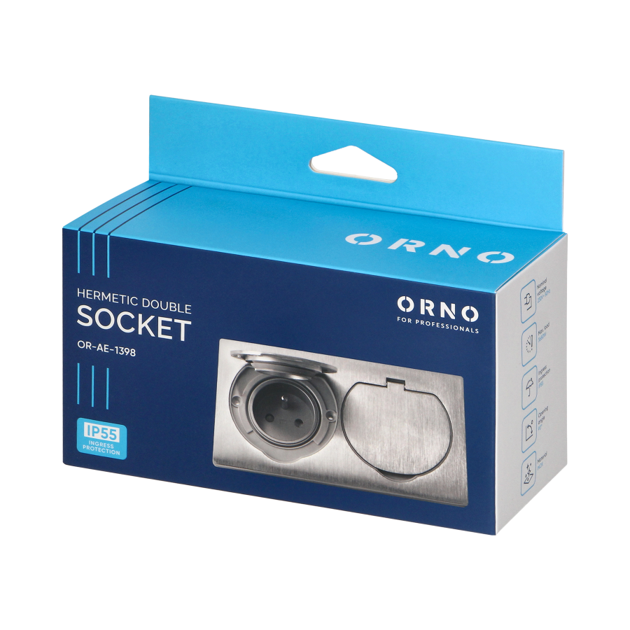 Hermetic electrical double socket, IP55