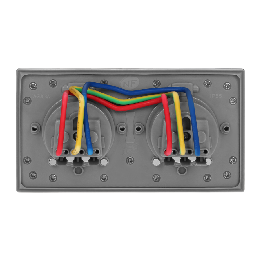 Hermetic electrical double socket, IP55