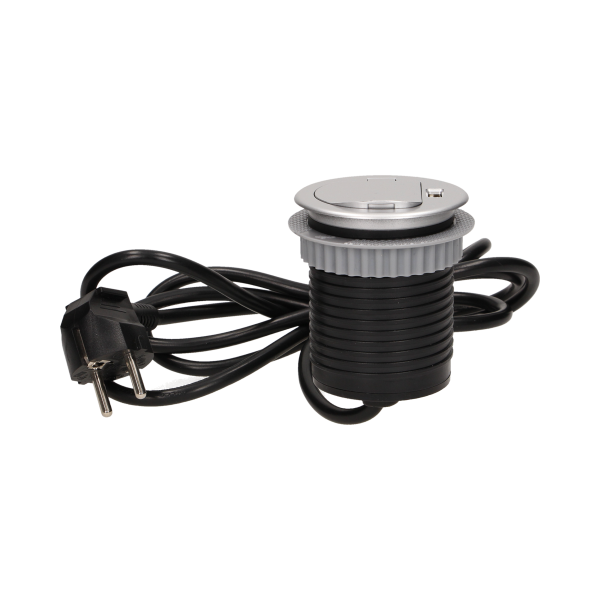 Flush-fitting furniture socket with USB charger and 1.8m cable Flush-fitting furniture socket with USB charger and 1.8m cable