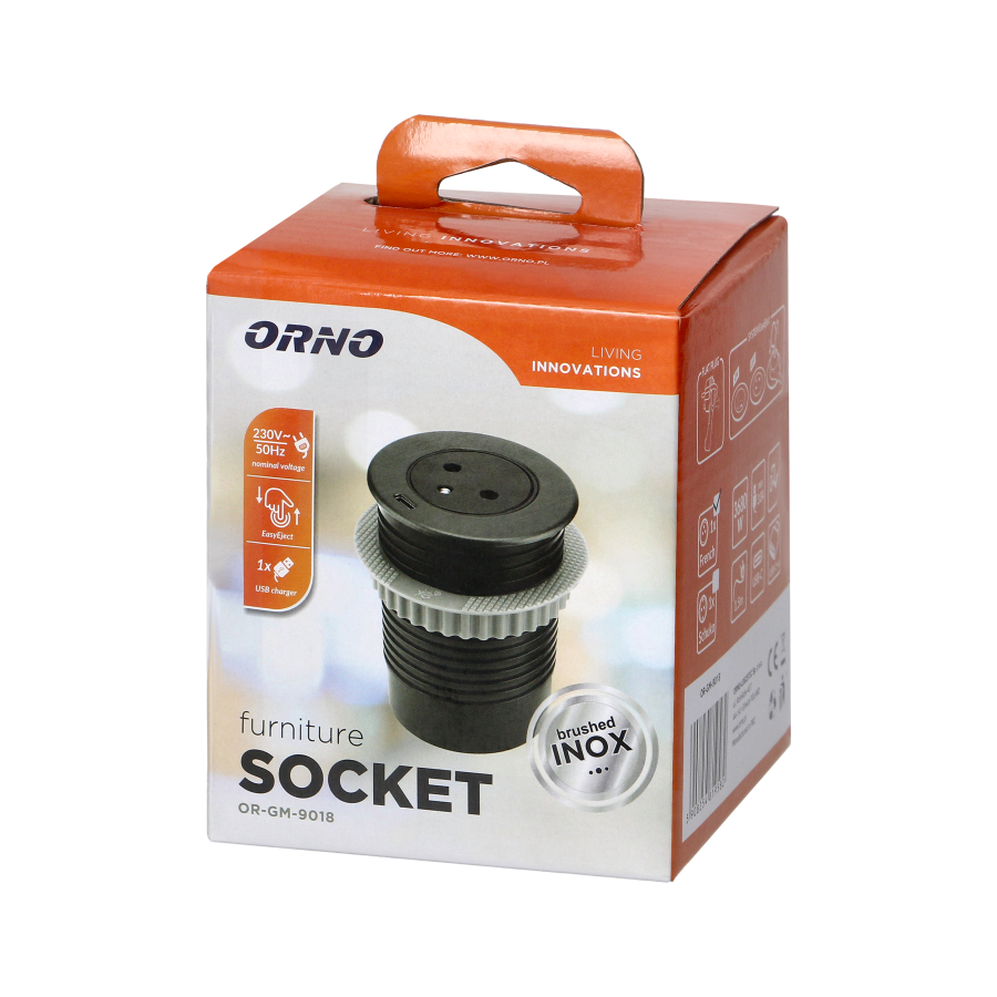 Gniazdo wpuszczane w blat 2P+Z z systemem EasyEject, USB 3.0, 1,5m + przejściówka do USB