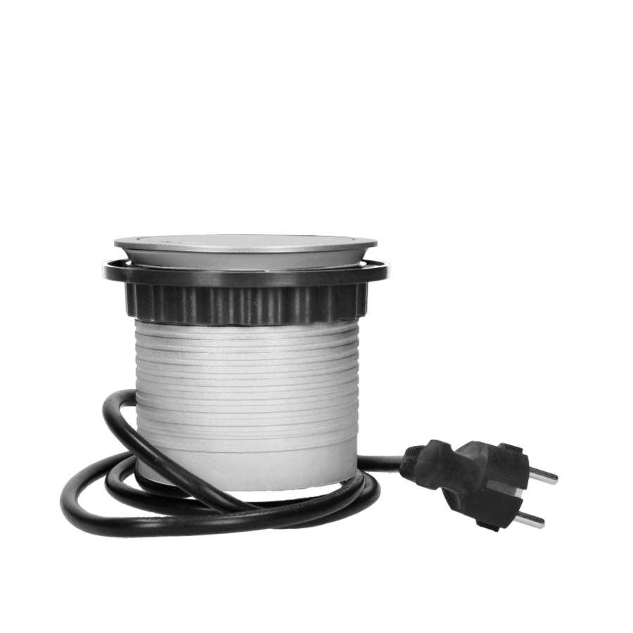 Gniazdo meblowe Ø10cm wysuwane z blatu z przewodem 1,5m, 4x2P+Z, wersja schuko