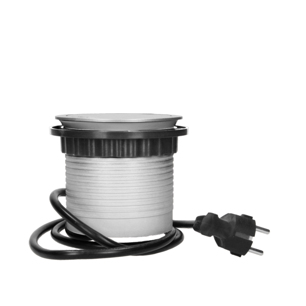 Gniazdo meblowe Ø10cm wysuwane z blatu z przewodem 1,5m, 4x2P+Z, wersja schuko