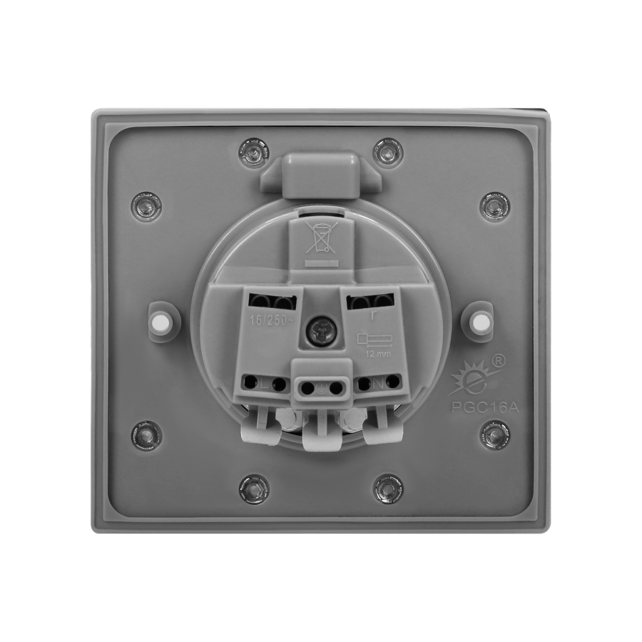 Hermetic electrical socket, IP44, Schuko
