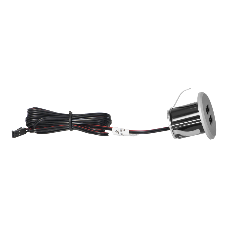 Recessed USB charger, 2XUSB 3.4A, silver