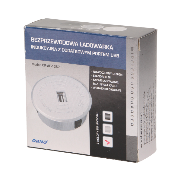 Bezprzewodowa ładowarka indukcyjna z dodatkowym portem USB, biała