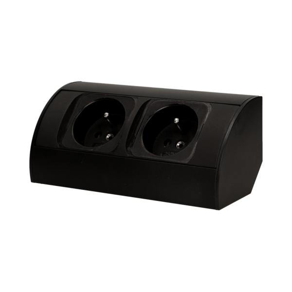Gniazdo meblowe bez wyłącznika, 2x2P+Z, czarne