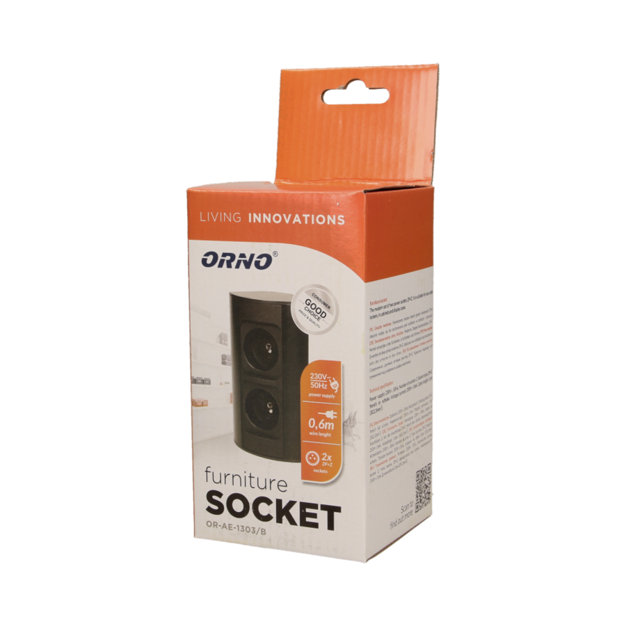 Under-cabinet electrical socket, black