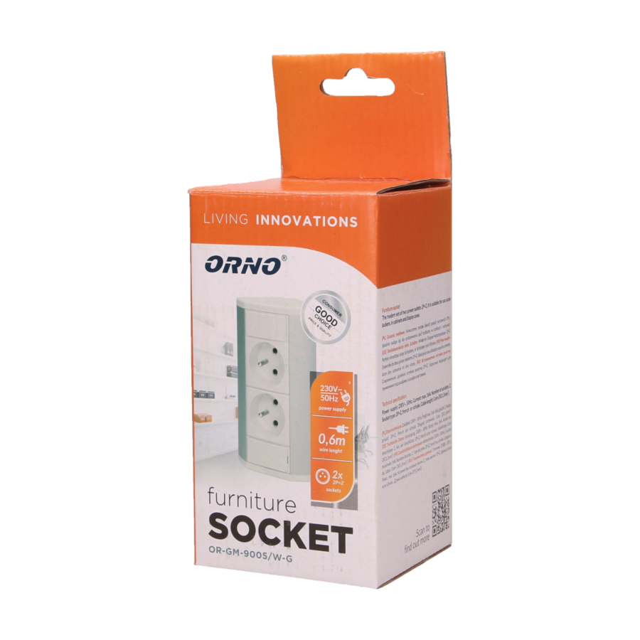 Furniture socket, silver-white