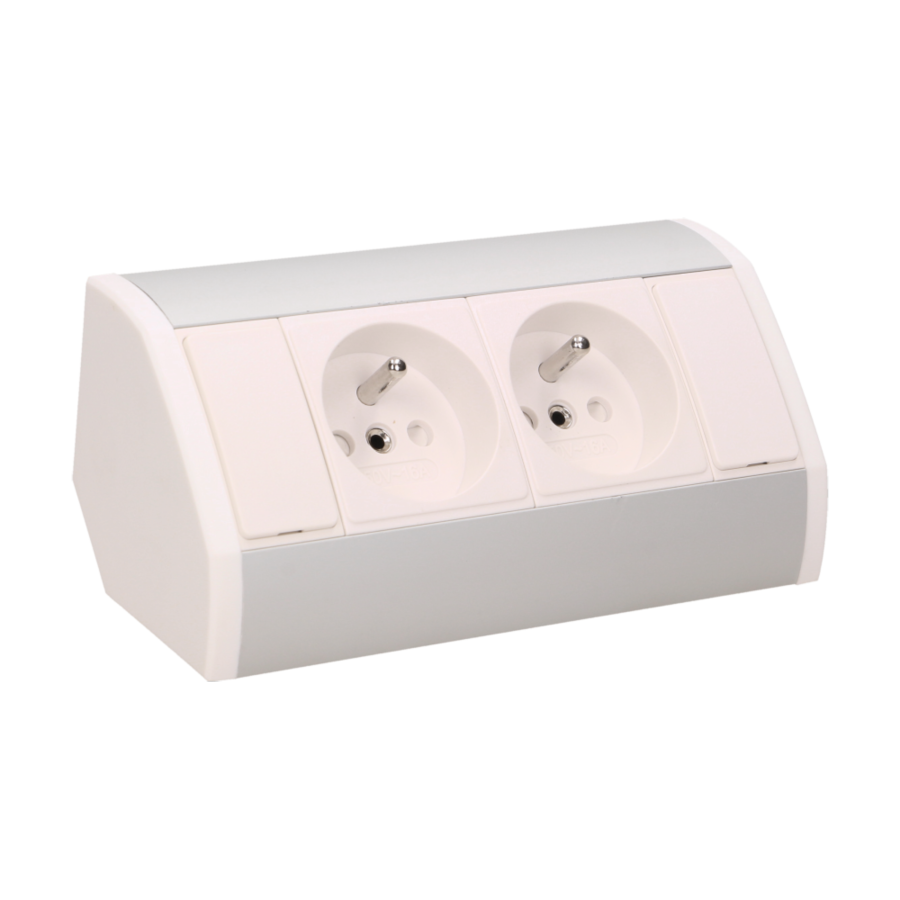 Furniture socket, silver-white