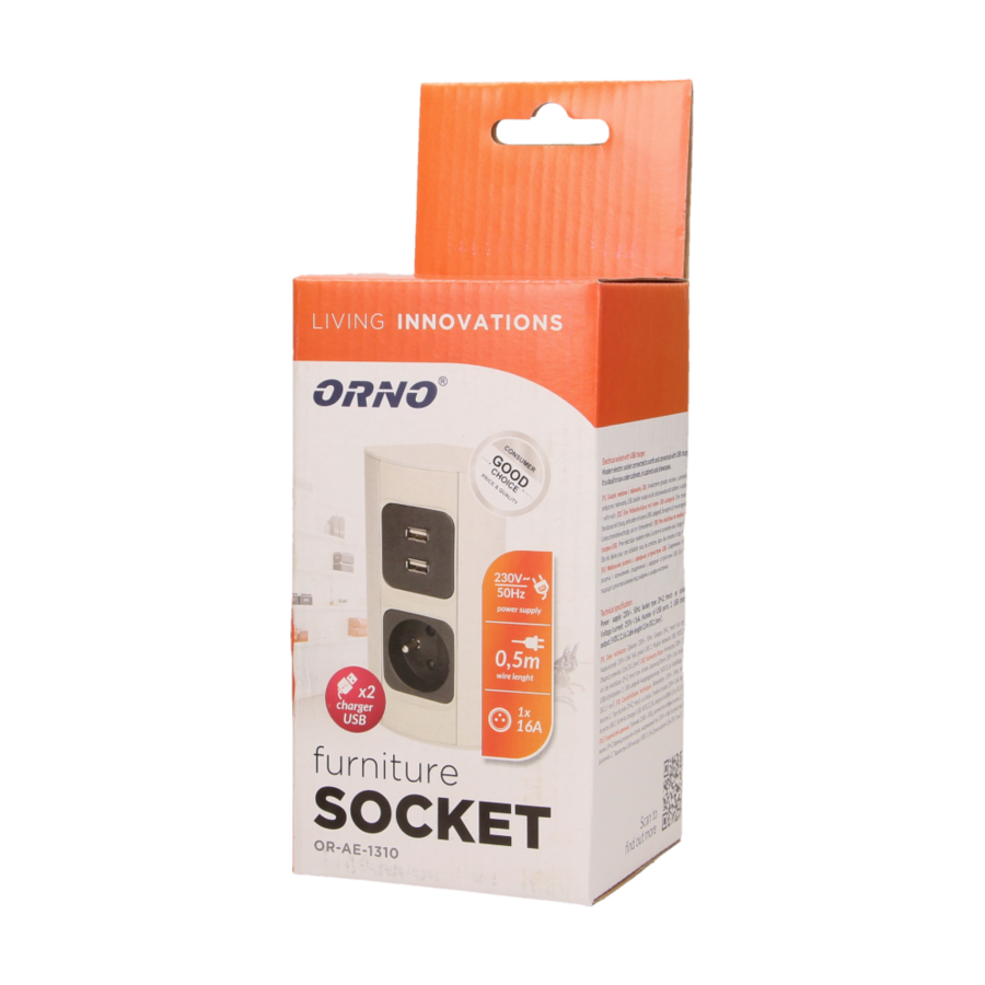 Under-cabinet electrical socket with USB charger