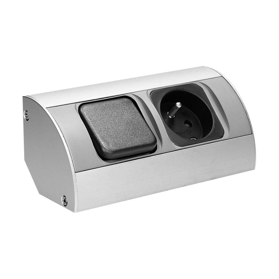 Gniazdo meblowe z wyłącznikiem, 1x2P+Z