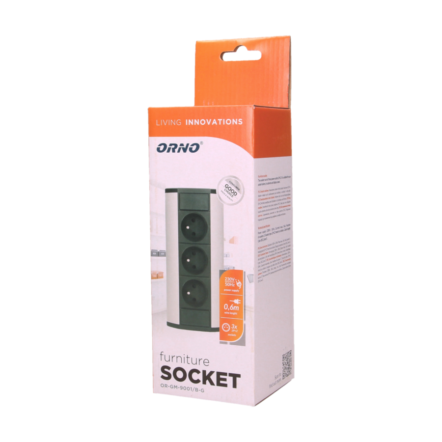 Furniture socket, silver-black