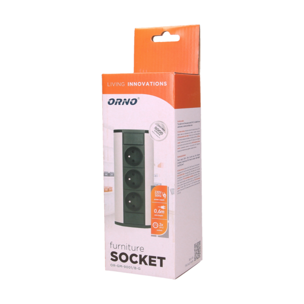 Gniazdo meblowe 3x2P+Z, czarno-srebrne