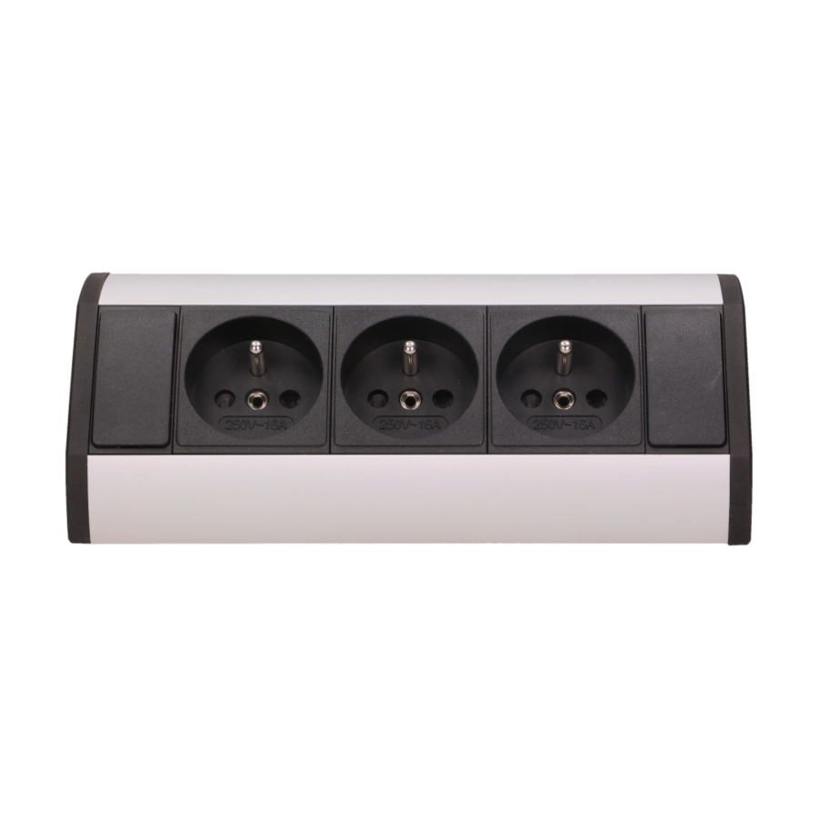 Furniture socket, silver-black