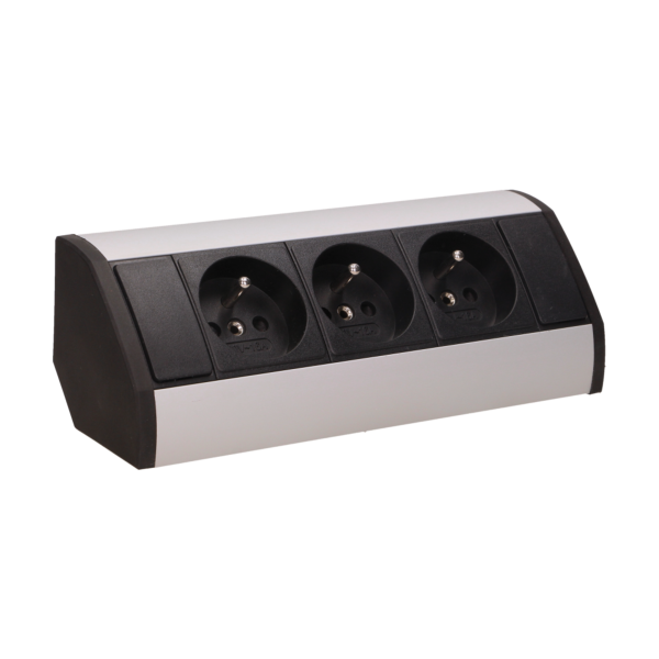 Gniazdo meblowe 3x2P+Z, czarno-srebrne