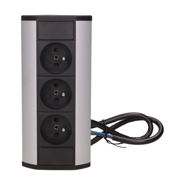 Furniture socket, silver-black