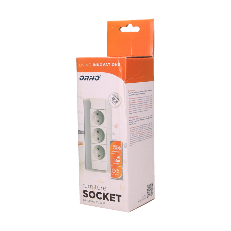 Furniture socket, silver-white