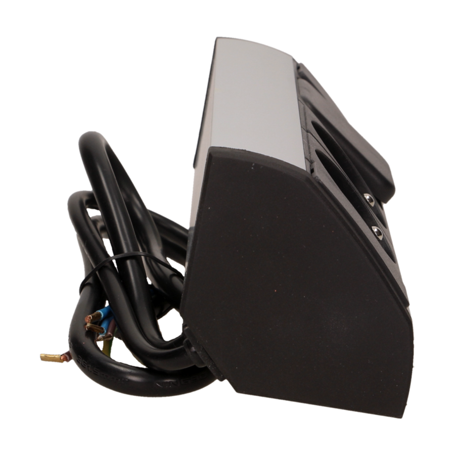 Furniture socket with switch, silver-black