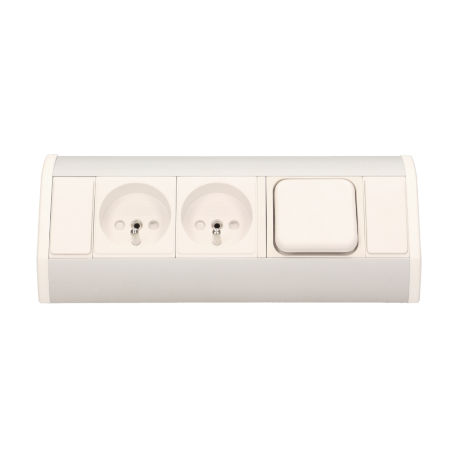 Furniture socket with switch, silver-white