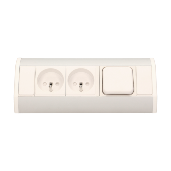 Furniture socket with switch, silver-white Furniture socket with switch, silver-white