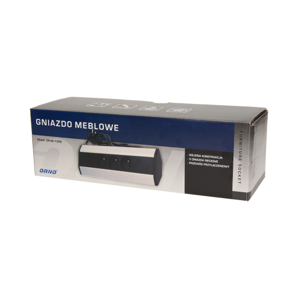 Gniazdo meblowe z przewodem 1,8m, 3x2P+Z Gniazdo meblowe z przewodem 1,8m, 3x2P+Z