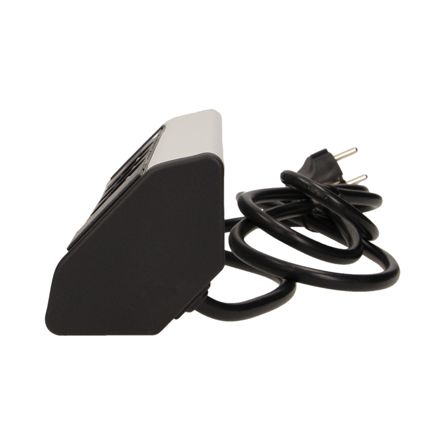 Gniazdo meblowe z ładowarką USB i przewodem 1,8m, 3x2P+Z, 2xUSB