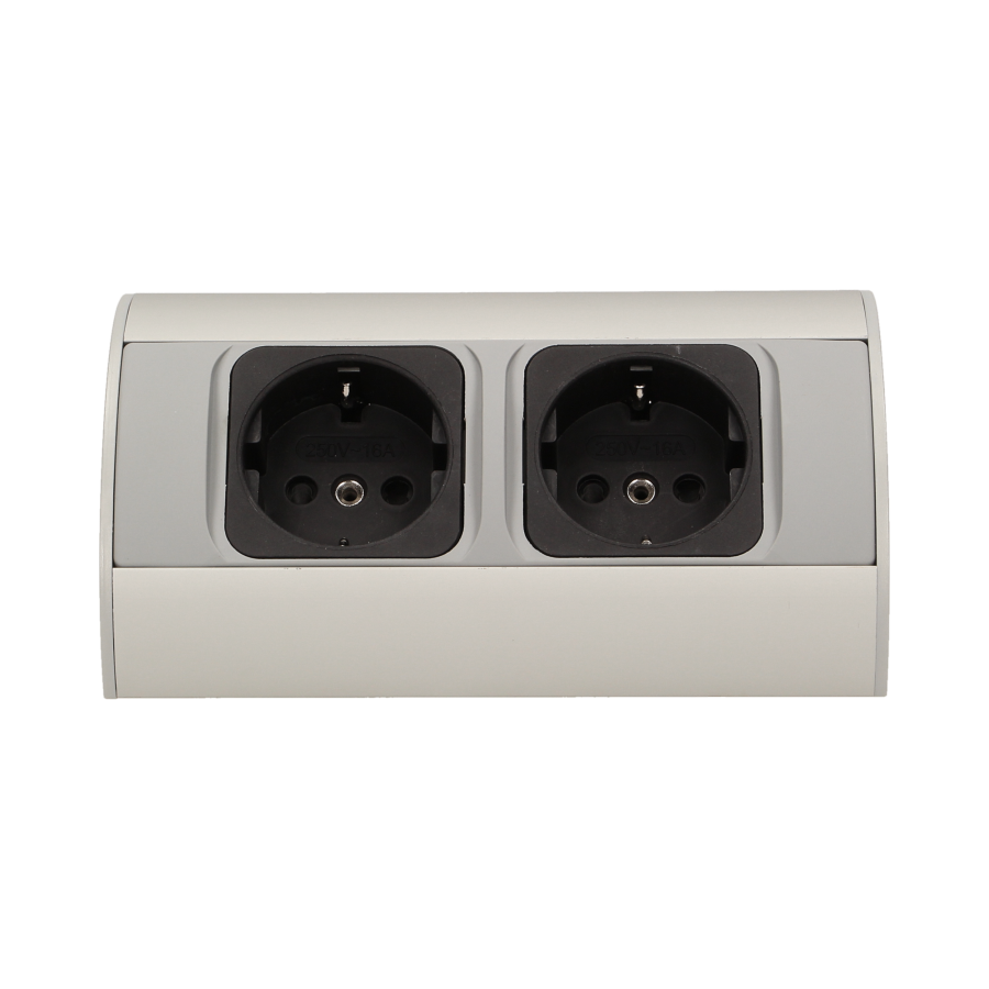 Gniazdo meblowe bez wyłącznika, 2x2P+Z, srebrne, wersja schuko