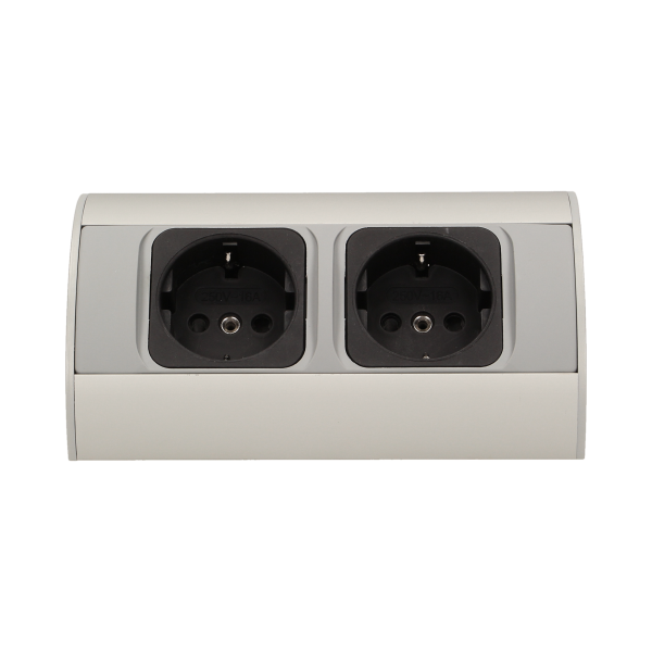 Gniazdo meblowe bez wyłącznika, 2x2P+Z, srebrne, wersja schuko