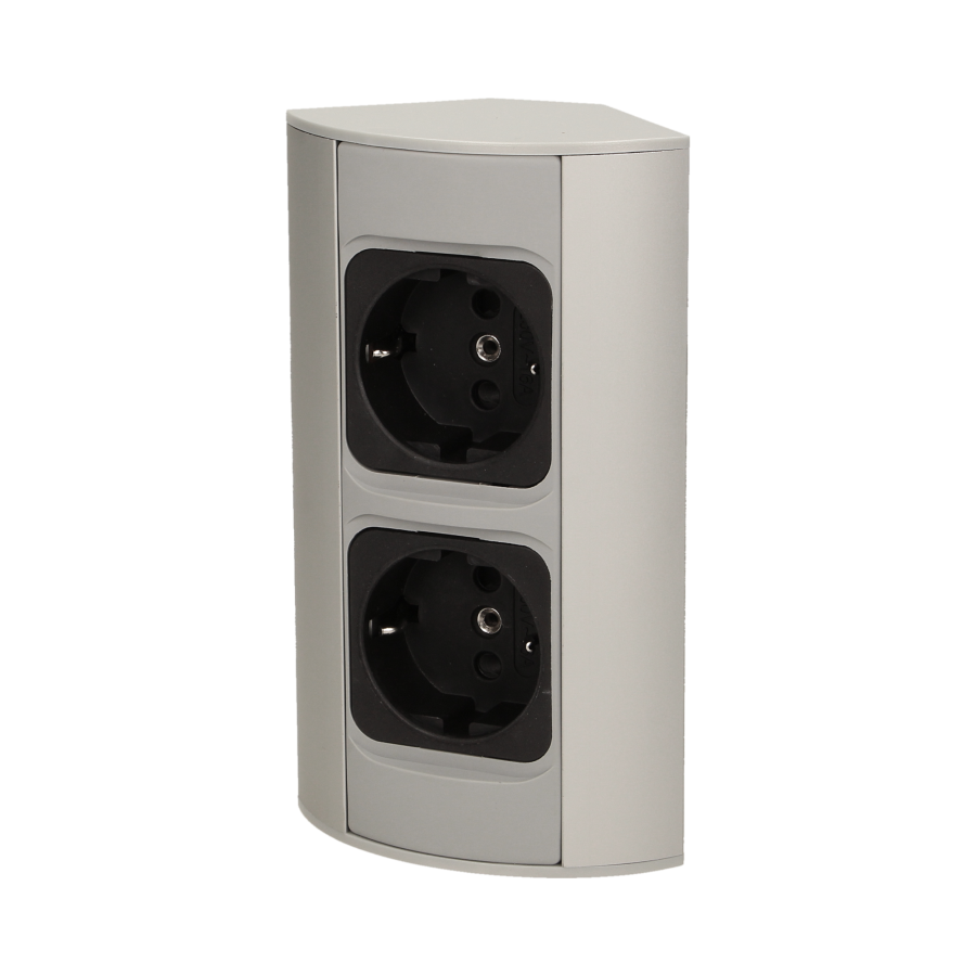 Gniazdo meblowe bez wyłącznika, 2x2P+Z, srebrne, wersja schuko