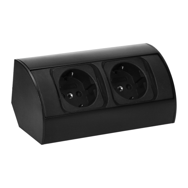 Gniazdo meblowe bez wyłącznika, 2x2P+Z (Schuko), czarne