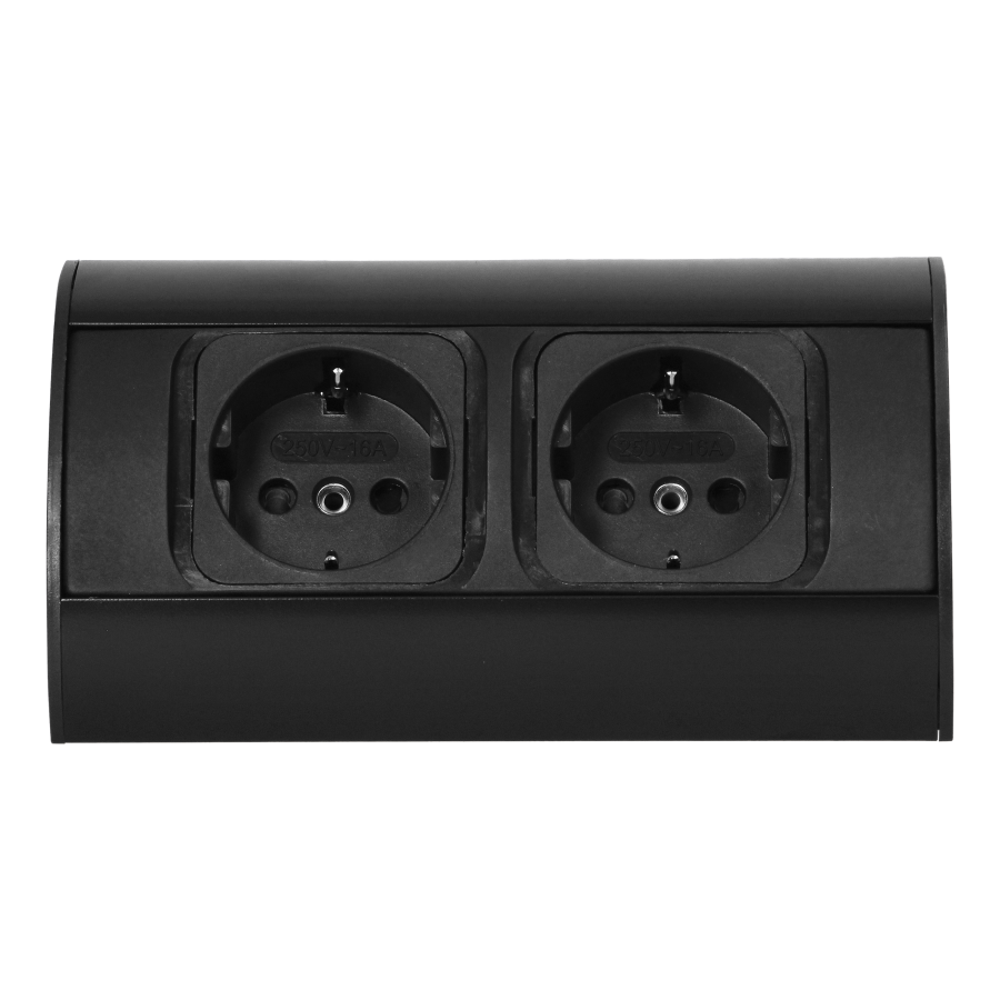 Furniture sockets without central switch, 2x2P+E (Schuko), black