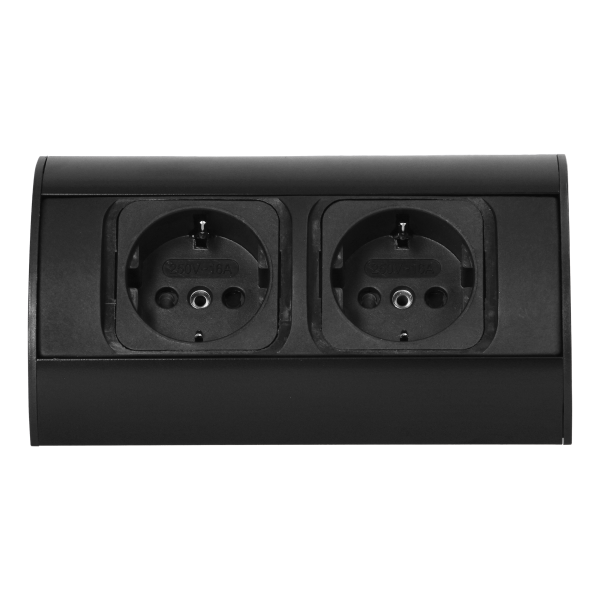 Gniazdo meblowe bez wyłącznika, 2x2P+Z (Schuko), czarne