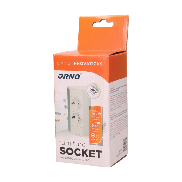 Furniture socket, silver-white, schuko