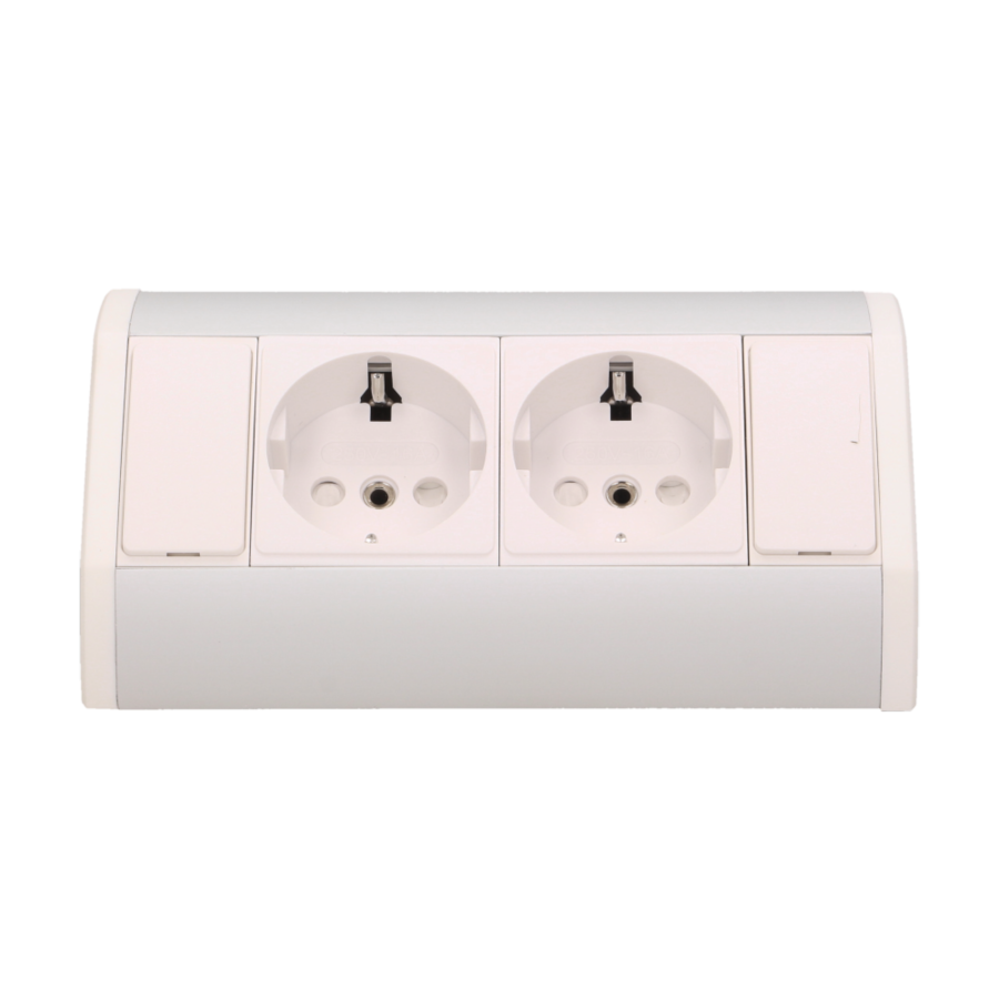 Furniture socket, silver-white, schuko