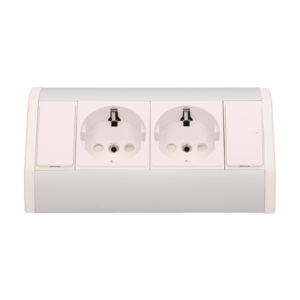 Furniture socket, silver-white, schuko