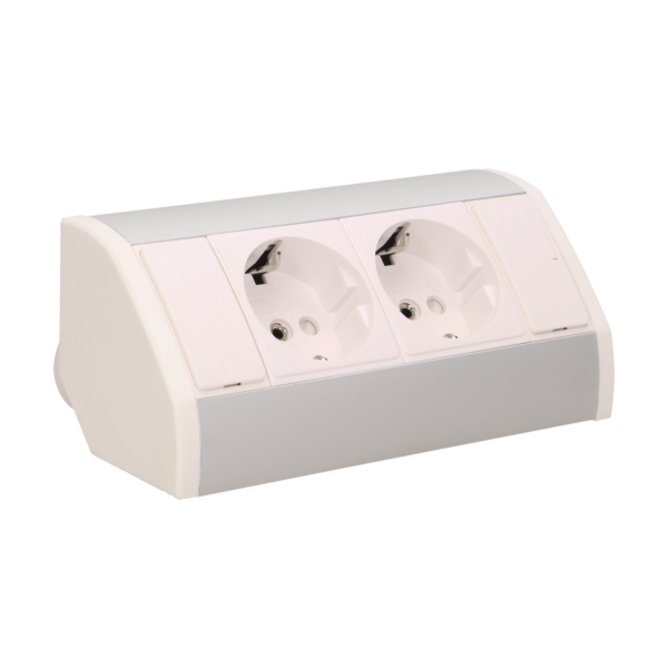 Furniture socket, silver-white, schuko