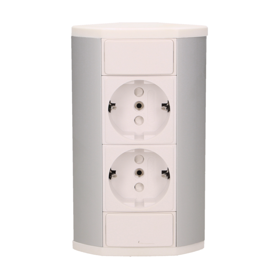 Furniture socket, silver-white, schuko